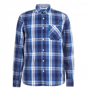 Image of Lee Cooper Long Sleeve Check Shirt Mens - Navy/White/Blue