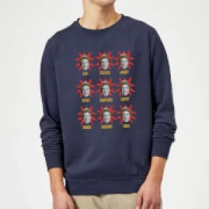 Image of Elf Faces Christmas Sweatshirt - Navy - M