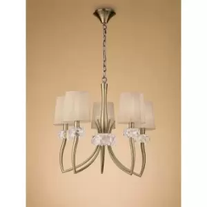 Image of Loewe pendant lamp 5 E14 bulbs, antique brass with bronze lampshade