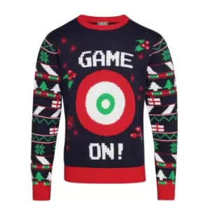 Image of Christmas Shop Mens 3D Game On Christmas Jumper (XS) (Navy)