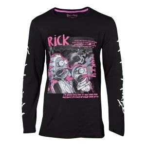 Image of Rick And Morty - Doodle Mens Medium Long Sleeved Shirt - Black