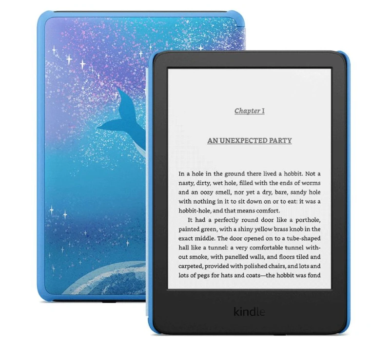 Image of Amazon Kindle 2024 Kids 6" eReader - 16 GB, Space Whale, Blue 840414659780