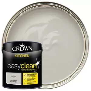 Image of Crown Easyclean Matt Emulsion Kitchen Paint - Grey Putty - 2.5L
