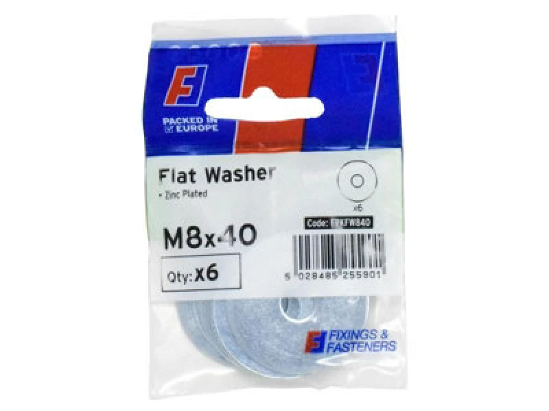 Image of Forgefix Fpkfw840 Flat Washers Zp M8 X 40mm Forgepack 6 Forfpkfw840