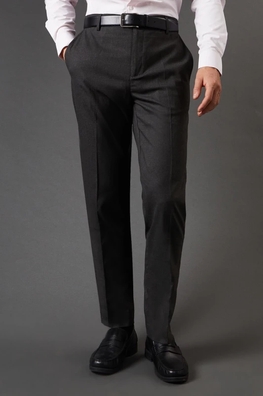 Image of Burton Mens Charcoal Slim Fit Smart Trousers Charcoal 34R Male BBB05310