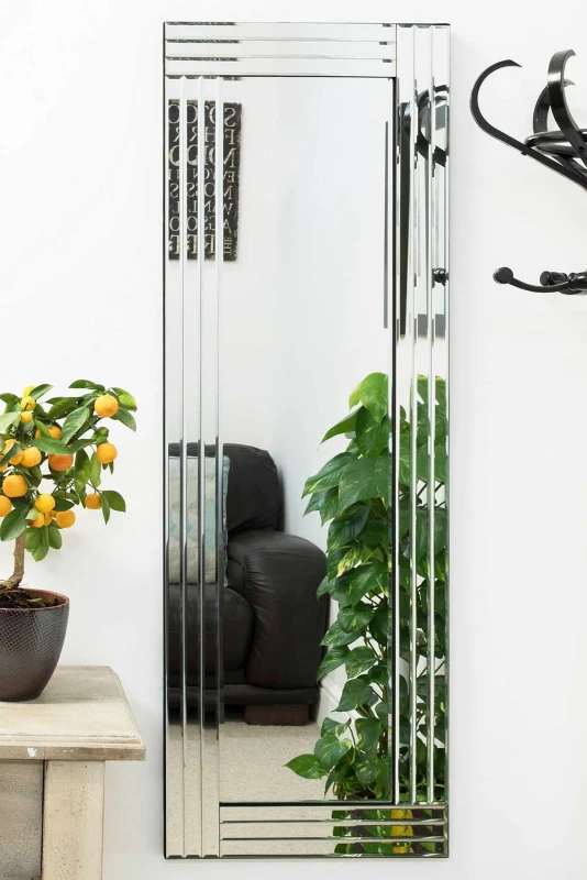 Image of MirrorOutlet Oakley All Glass Triple Edge Bevelled Dress Mirror 120 x 40 CM in Silver Size: 1 Pack Silver Unisex 1 Pack