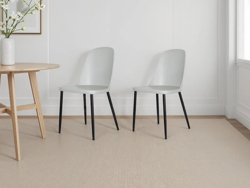 Image of Core Products Aspen Plastic Duo Chair With Black Metal Legs (Pair) Grey