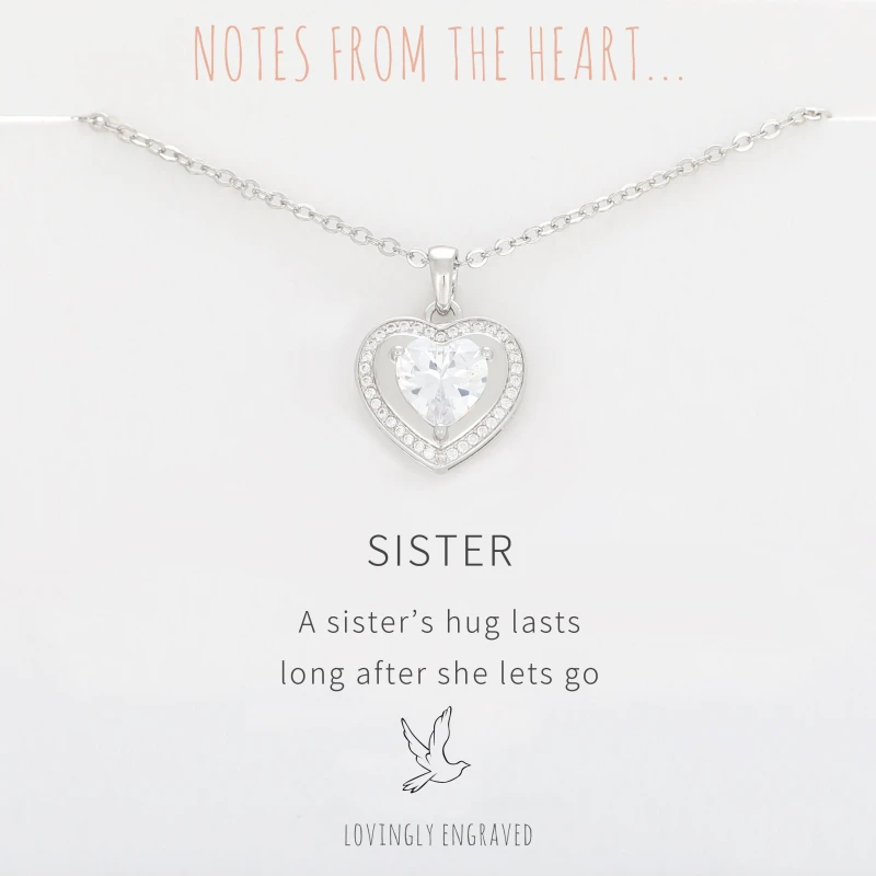 Image of Notes From The Heart NFTH Sister Engraved Pendant Silver female one size