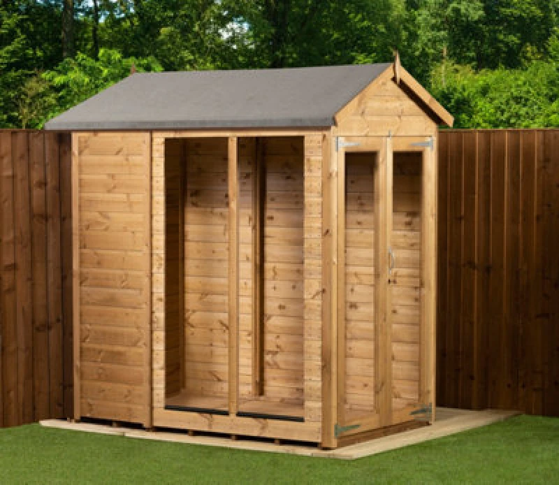 Image of Empire Sheds Empire Apex Summerhouse 4X6 Dipped Treated Tongue And Groove Wooden Garden Shed Double Door (4' X 6' / 4ft X 6ft) (4X6)