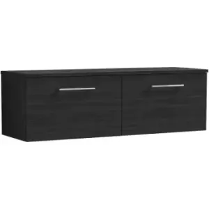 Image of Arno Charcoal Black 1200mm Wall Hung 2 Drawer Vanity Unit with Worktop - ARN622W2 - Charcoal Black - Nuie