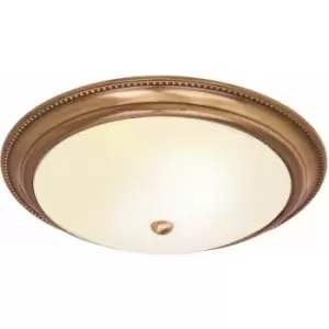 Image of Loops - Semi Flush Ceiling Light Brass & Frosted Glass Large Round Dome Traditional Lamp