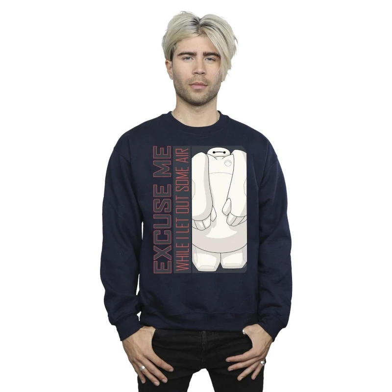 Image of Disney Men Big Hero 6 Baymax Excuse Me Some Air Sweatshirt in Navy Size: Small Navy S Male 5059934888722