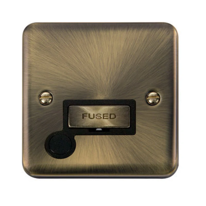 Image of SE Home Curved Antique Brass 13A Fused Ingot Connection Unit With Flex Gold