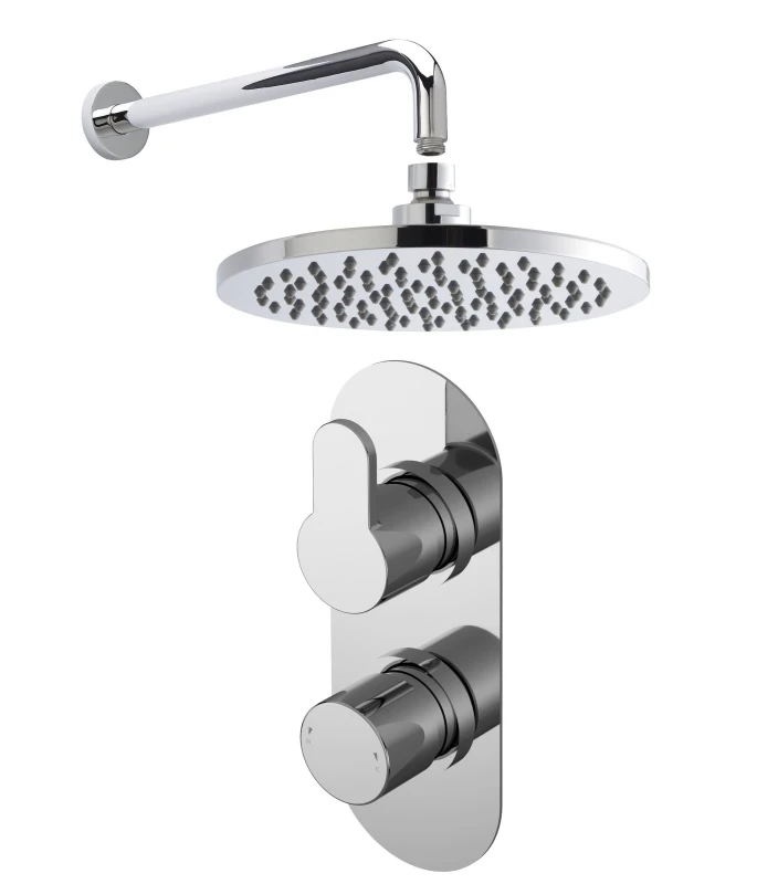 Image of Balterley Concealed Twin Shower Valve Arm Head Kit Chrome in Silver Silver Unisex