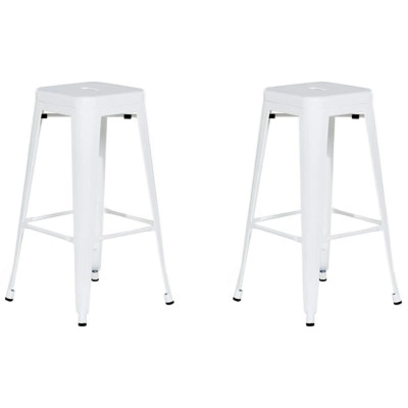 Image of BELIANI Set of 2 Bar Stools CABRILLO Metal White 89938