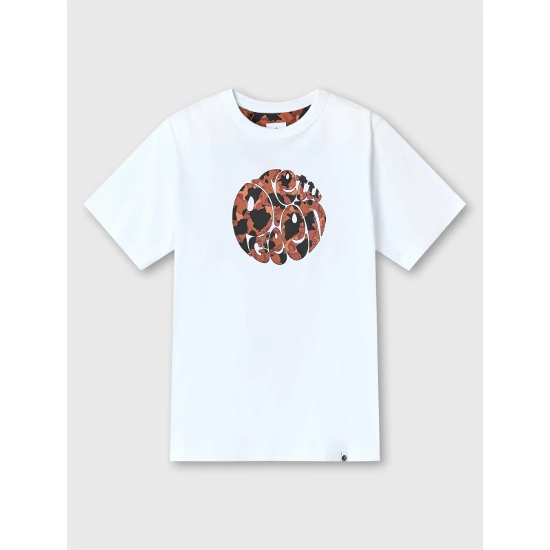 Image of Pretty Green Mens PG Brindle Logo Regular Fit T-Shirt White male Medium