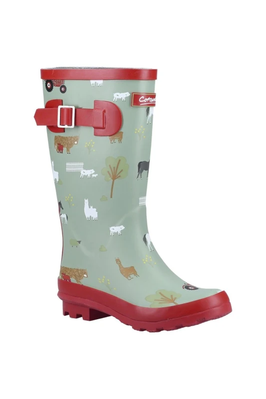 Image of Cotswold Boys Farmyard Memory Foam Wellington UK Size 1 (EU 33) Farm COT781-FARM-1