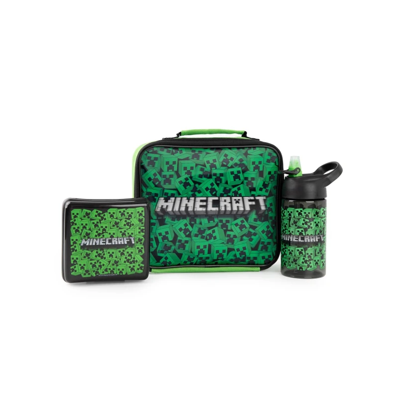 Image of Minecraft Lunch Bag Bottle and Snack Pot Green