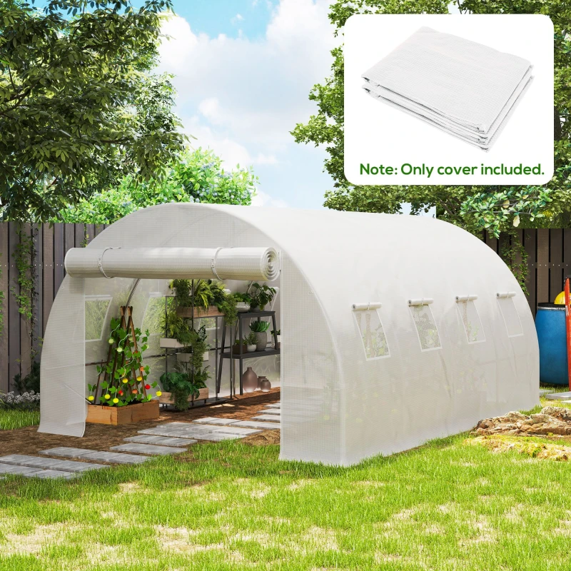 Image of Outsunny 4 x 3 x 2m Greenhouse Replacement Cover ONLY for Tunnel Greenhouse, White 845-382V10WT