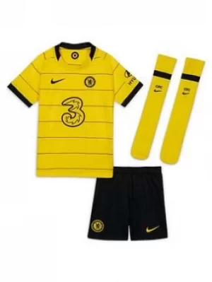 Image of Nike Chelsea 21/22 Away Little Kids Kit, Yellow, Size XL