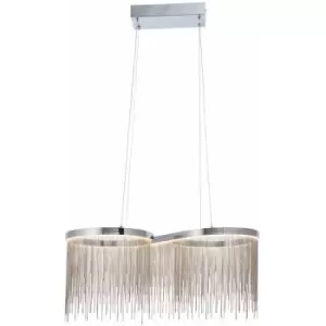 Image of Polished Chrome Ceiling Pendant Light & Waterfall Chains - Integrated LED Module