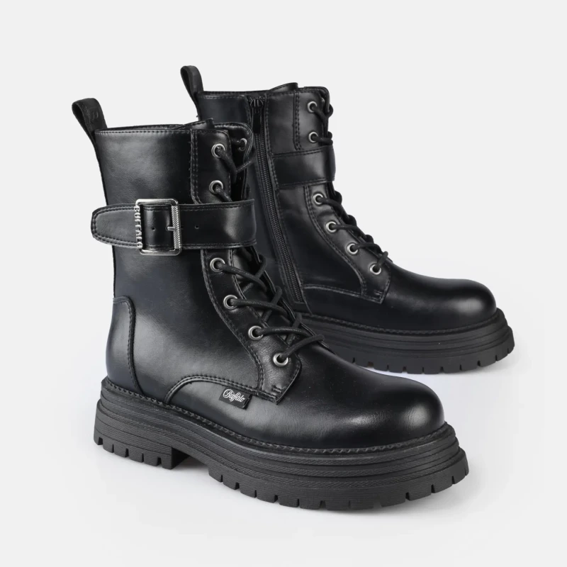 Image of Buffalo Womens boots Buffalo Lennox Lace Up Mid Noir Female 41