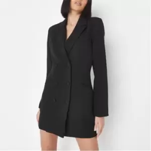 Image of Missguided Double Breasted Flared Sleeve Blazer Dress - Black