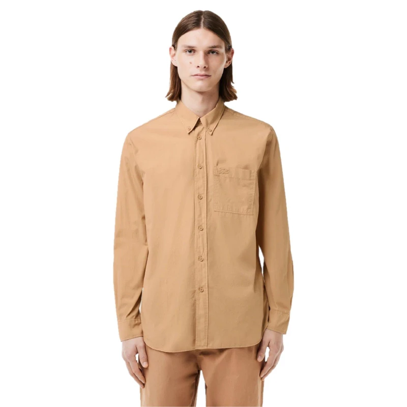 Image of Lacoste Mens Long Sleeve Plain Shirt Sand male XS