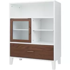 Image of Tyler Wooden Bathroom Free Standing Storage Cabinet 33cm x 66cm x 86.8cm With Drawer & Shelves 2 Tone White/Brown EHF-F0010 - White/Natural Wood