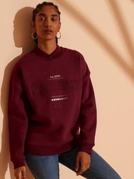 Image of Superdry Established Crew Sweatshirt, Red, Size 6, Women