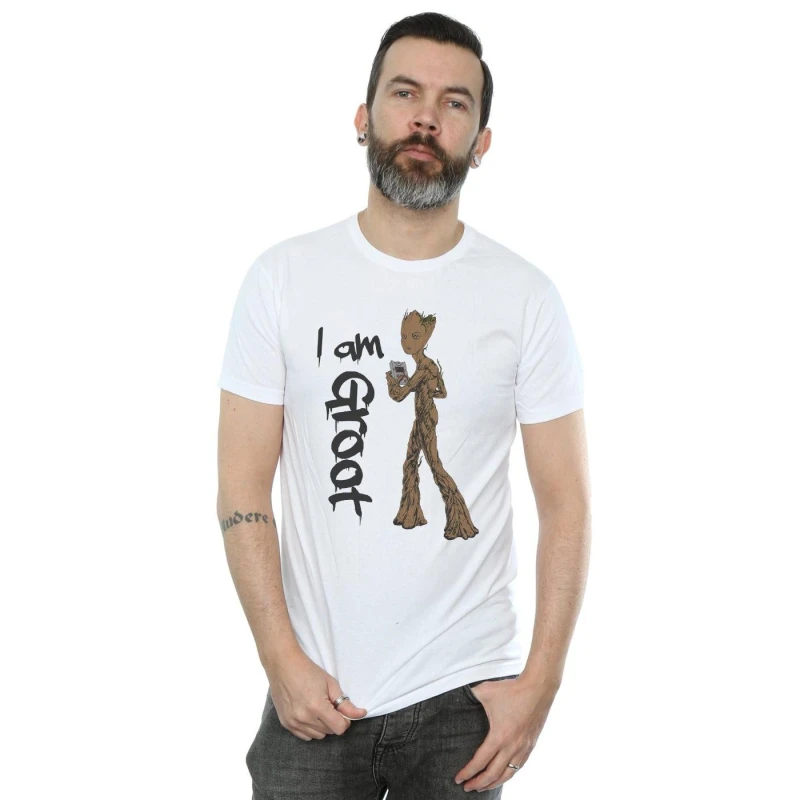 Image of Marvel Marvel Men Avengers Infinity War Graffiti Groot T-Shirt in White Size: Small White S Male 5057864355109