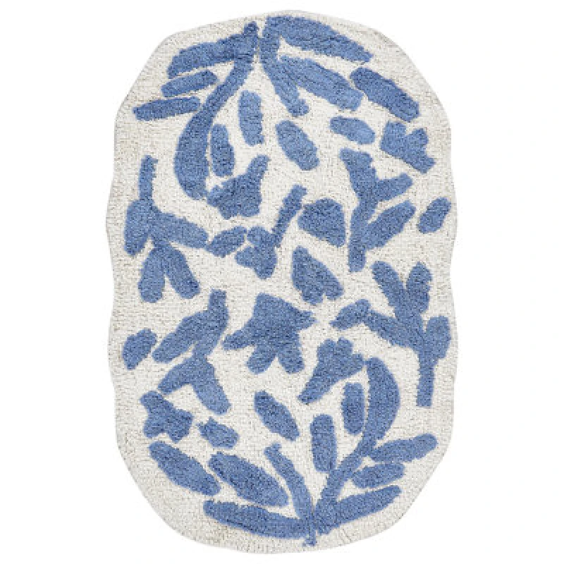 Image of Beliani Bath Mat Derik Blue 60 X 90 Cm Cotton