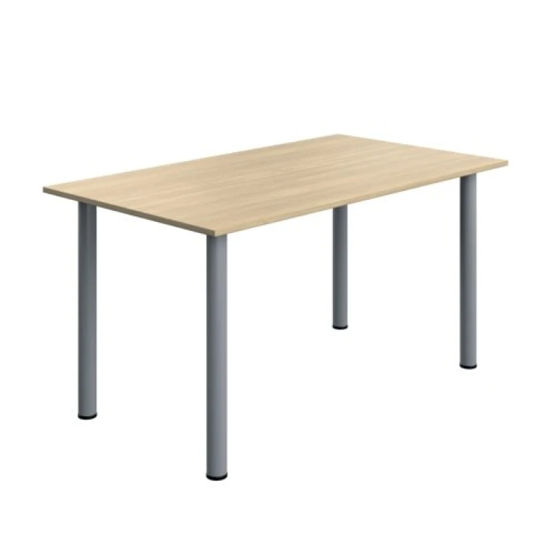 Image of Serrion Pole Leg Rectangular Table 1400x800x730mm Oak/Silver KF800259