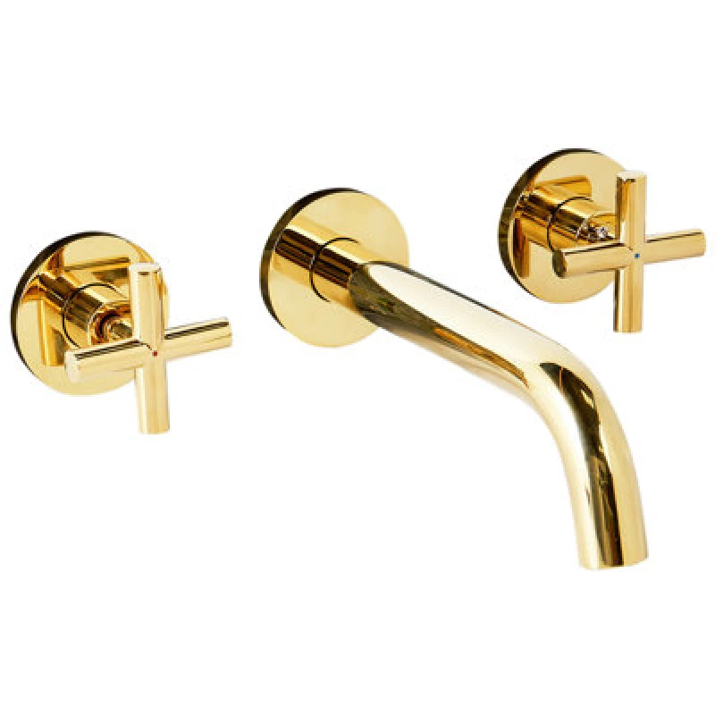 Image of Beliani Wall Mounted Basin Mixer Tap Kaieteur Brass Gold