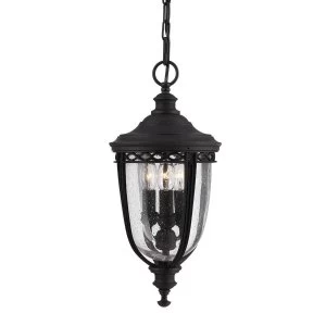 Image of 3 Light Medium Outdoor Ceiling Chain Lantern Black, E14
