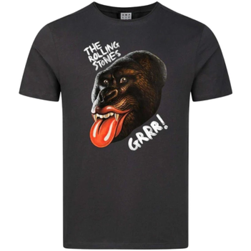 Image of Amplified Mens Grrr The Rolling Stones T-Shirt in Charcoal Size: XS Charcoal Male XS