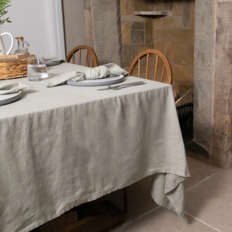 Image of Native Natural Natural Stone Pure Linen Tablecloth Stone Unisex