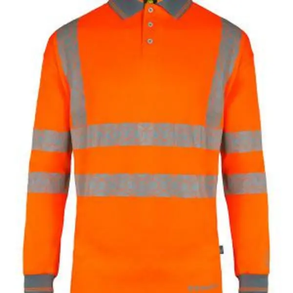 Image of Beeswift Envirowear High Visibility Long Sleeve Polo Shirt BSW40082 BSW40082