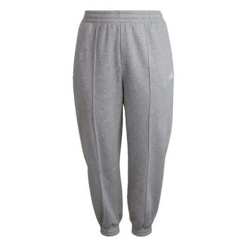 Image of adidas Essentials Studio Fleece Joggers (Plus Size) Women - Medium Grey Heather / White