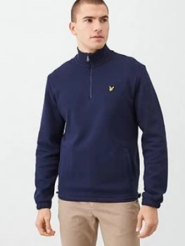 Image of Lyle & Scott Quarter Zip Pique Sweatshirt - Navy