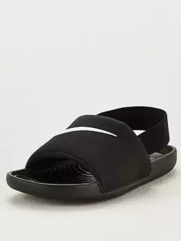 Image of Nike Childrens Kawa Slider - Black/White, Size 2.5