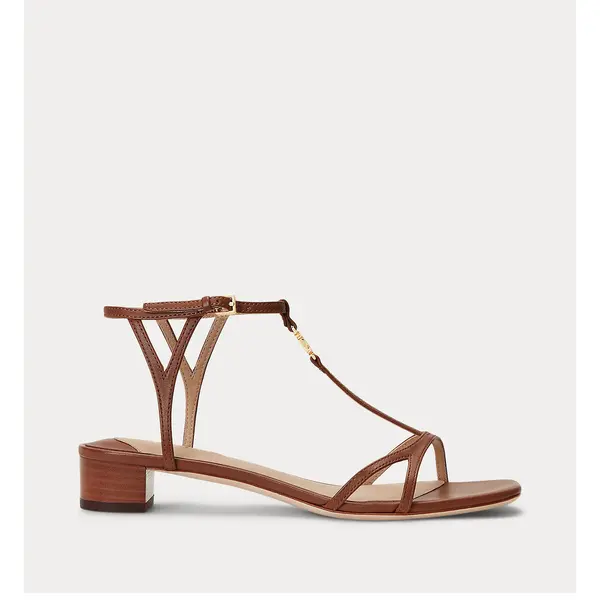Image of Fallon Leather Open Sandals with Low Heel