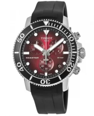 Image of Tissot Seastar 1000 Chronograph Red Dial Black Rubber Strap Mens Watch T120.417.17.421.00 T120.417.17.421.00
