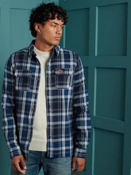 Image of Superdry Classic Lumberjack Shirt, Navy Size M Men