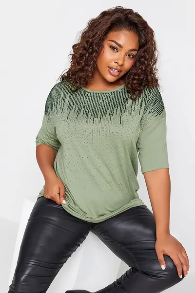 Image of Yours Sequin T-Shirt Jade