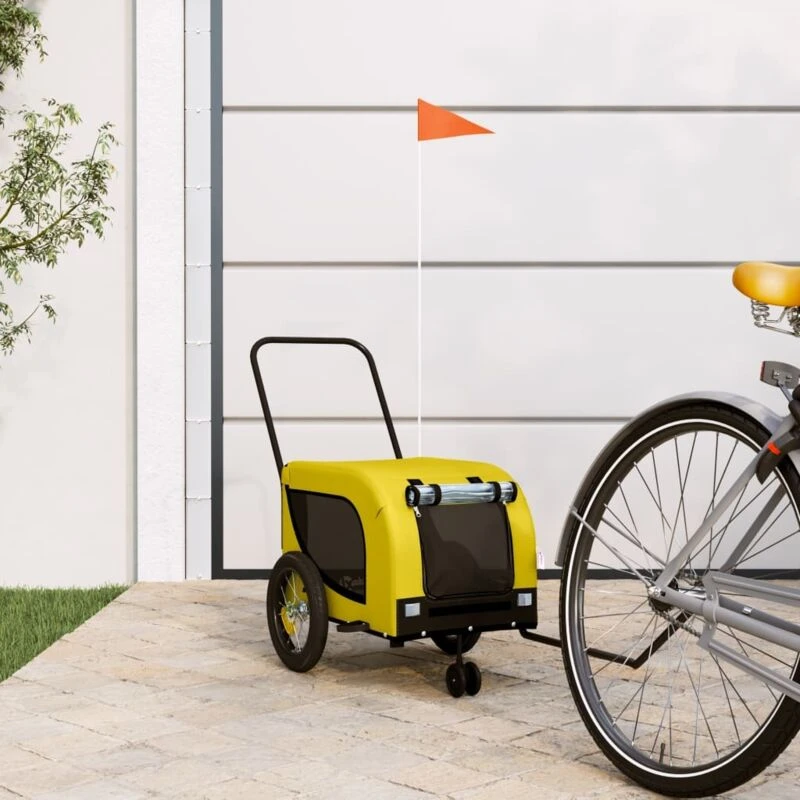 Image of VIDAXL Vidaxl - Pet Bike Trailer Yellow and Black Oxford Fabric and Iron 8720845771003
