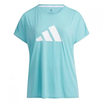 Image of adidas 3-Stripes Training T-Shirt (Plus Size) Womens - Mint Ton / White