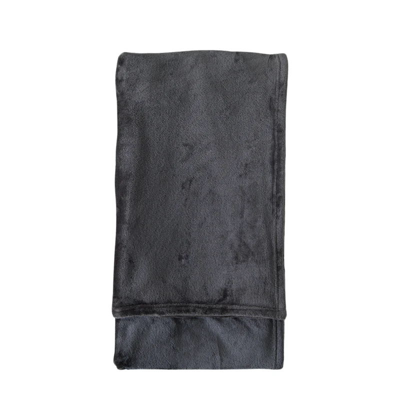 Image of Crossland Grove Rolled Flannel Fleece Charcoal 1400x1800mm, Grey 5.05941E+12