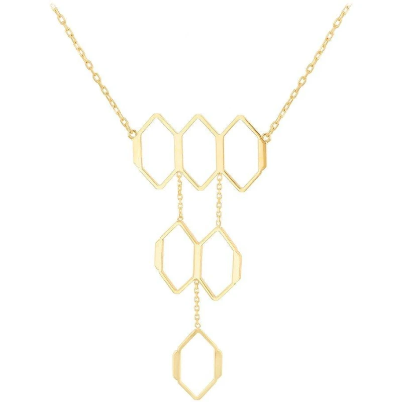 Image of Be You 9ct Gold Honeycomb Necklace Yellow Gold female 16-17.5in