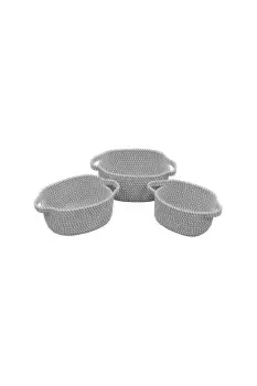Image of Edison Oval Cotton Rope Storage Basket Set of 3 Grey